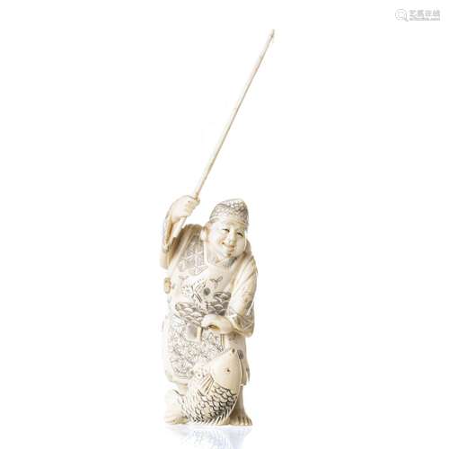 Ivory Japanese Okimono, Fisherman