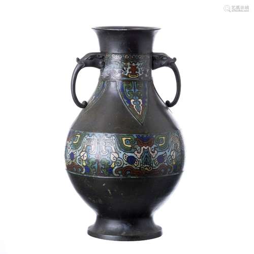 Japanese cloisonné bronze vase