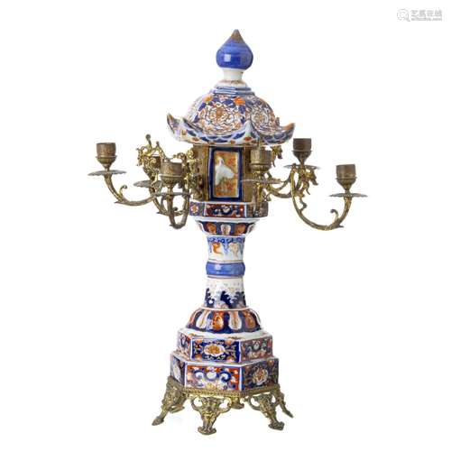 Japan mari porcelain and bronze chandelier