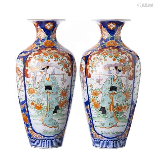 Pair of Japanese Arita porcelain vases