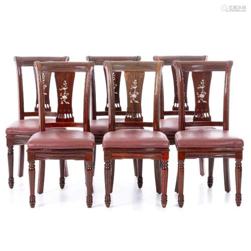 Twelve Chinese chairs with mother of pearl