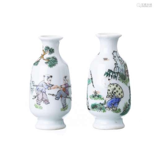 Pair of miniature porcelain 'boys' vases