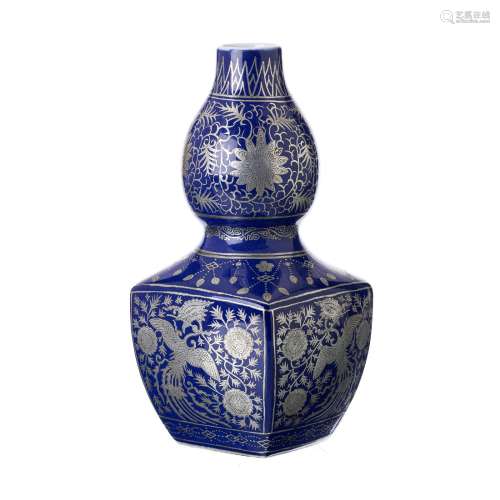 Chinese vase with silver appliqué