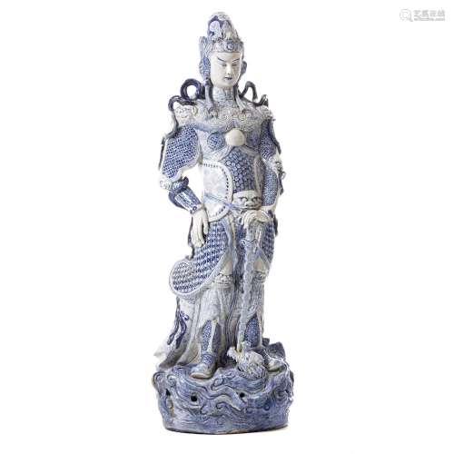 Large Chinese porcelain warrior figure