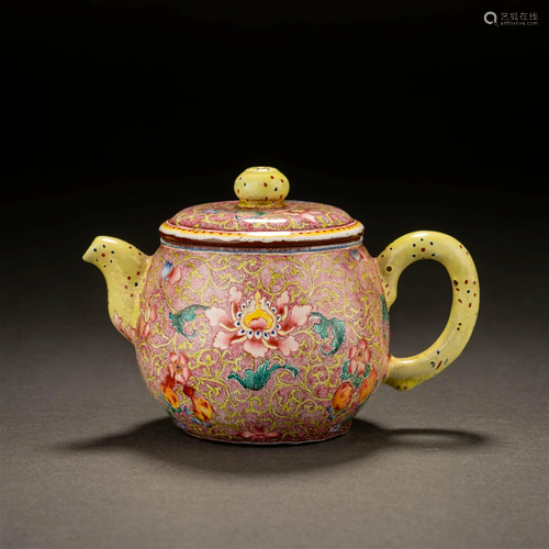 Painted Zisha Floral Tea Pot