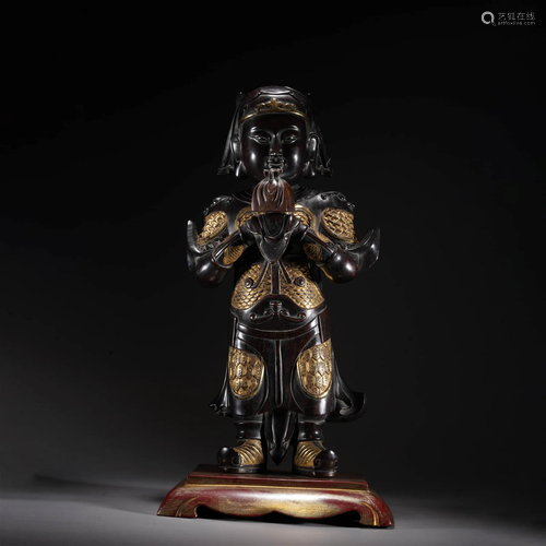 Gilt-inlaid Sandalwood Figure of Guanâ€™gong