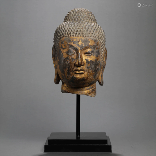 Gilt Bronze Head Of Buddha