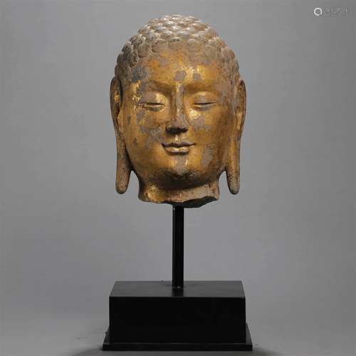 Gilt Bronze Head Of Buddha