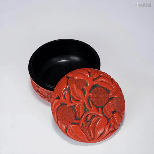 Carved Cinnabar Lacquer Seal Box