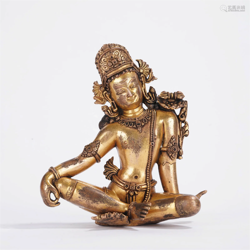 Nepal Style Gilt-bronze Figure of Guanyin