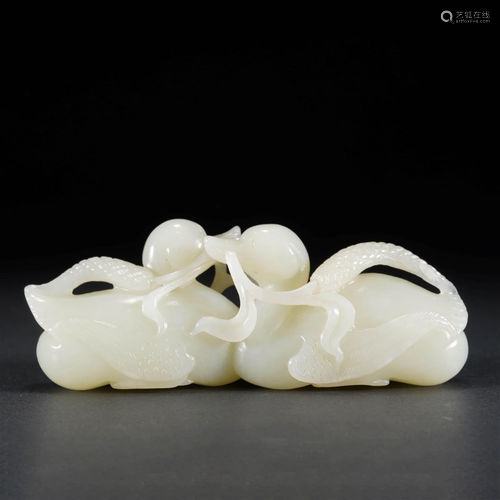 White Jade Mandarin Duck Penholder