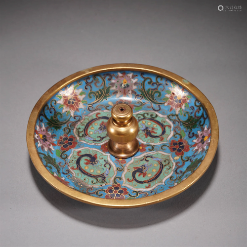 Cloisonne Enamel Interlocking Lotus Incense Holder