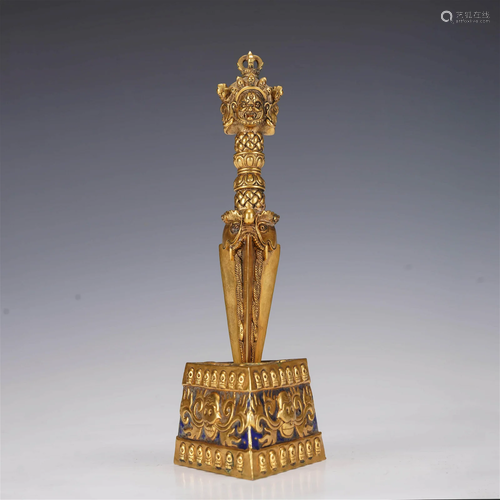 Tibetan Gilt-bronze Buddhist Implement