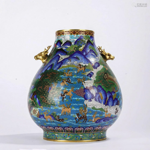 Cloisonne Enamel Hundred Deer Vase