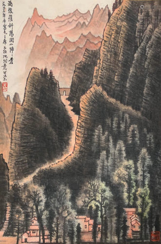 Chinese Landscape Painting Scroll, Ink and Color on Paper