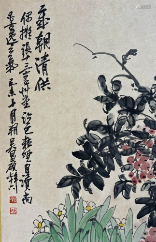 Six Chinese Flower Paintings, Ink and Color on Paper