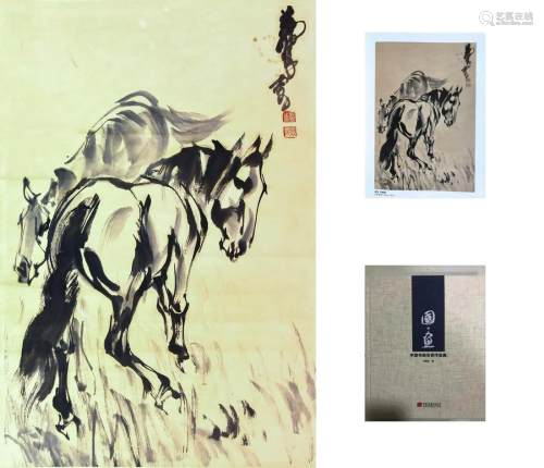 Chinese Horses Painting, Ink on Paper