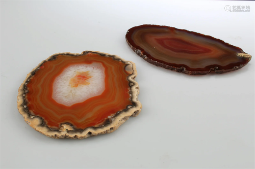 A Group of Two Agate Sliced Ornaments