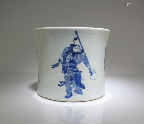 A Blue & White Porcelain Brushpot