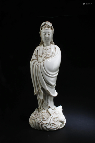 A Blanc De Chine Standing Guanyin Statue