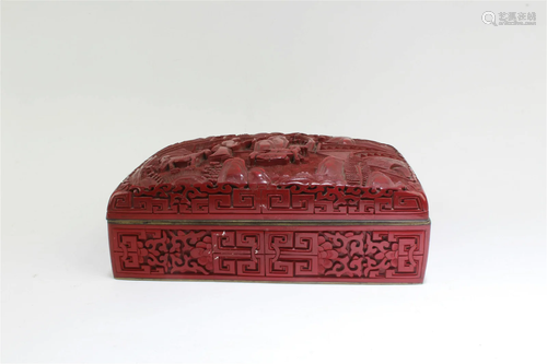 Antique Chinese Cinnabar Lacquer Trinket Box