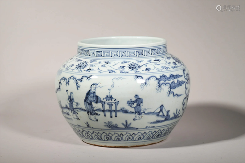 Blue and White Figure Jar