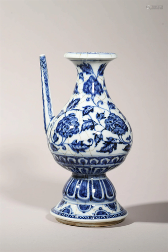 Blue and White Floral Ewer