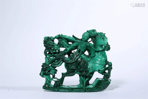 Malachite Figure of Hua Mulan Ornament