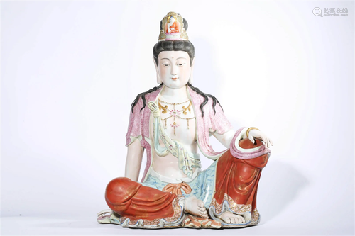 Famille Rose Figure of Guanyin, Qianlong Mark