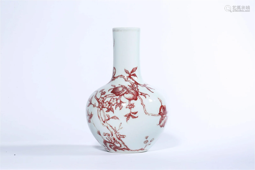 Underglaze Red Bats and Shou Tianqiuping, Qianlong Mark