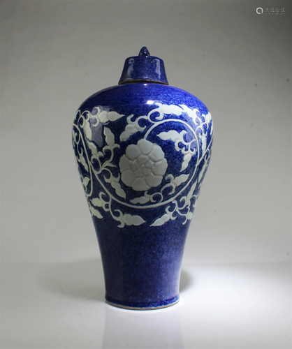 A Blue Color Porcelain Meiping Vase