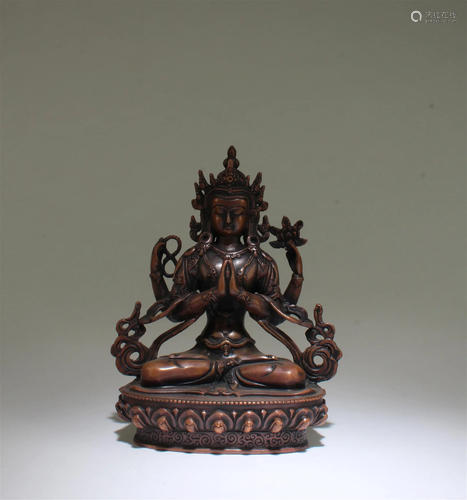 A Bronze Seated Bodhisattva Statue