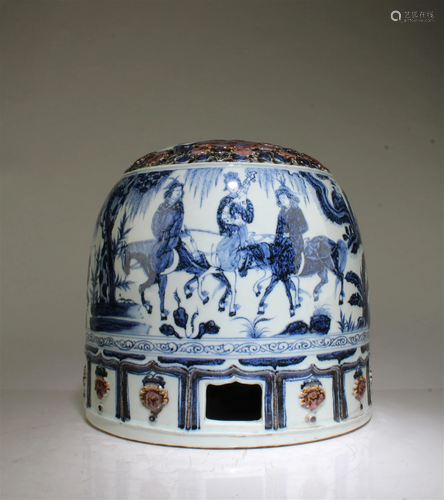 A Massive Iron Red Blue & White Porcelain Mongolia