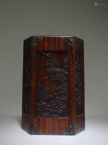 A Carved Wooden Brushpot