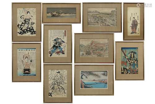 Lot van tien antieke Japanse houtsnedes   ||ten antique Japa...