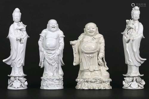 Lot van vier oude Chinese "blanc de Chinese" sculp...