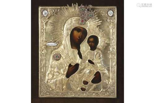 Antieke Russische ikoon met de voorstelling van "Maria ...