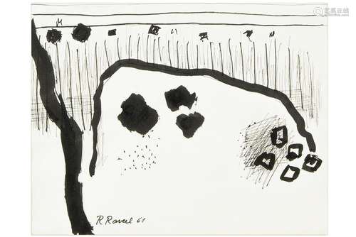 RAVEEL ROGER (1921 - 2013) tekening in zwarte inkt : "C...