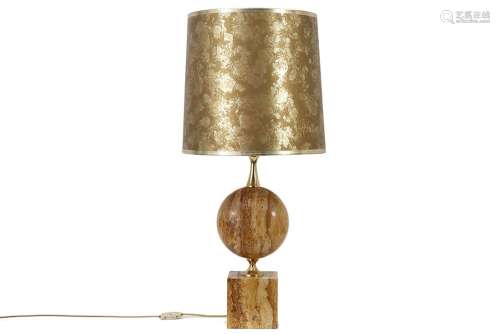 MAISON BARBIER seventies' design lamp in travertin  -  hoogt...