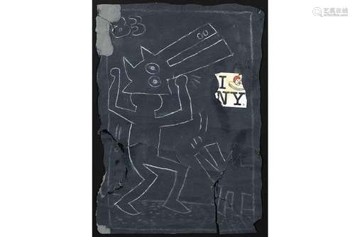 HARING KEITH (1958 - 1990) typische Subway tekening met een ...