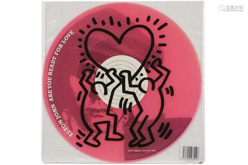 HARING KEITH (1958 - 1990) plastic cover met roze vinylplaat...