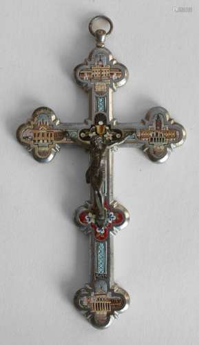 CROIX en métal incrusté en micro-mosaïque