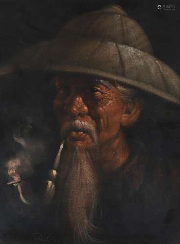 VIETNAM, XXe siècleLe fumeur d’opiumCrayon sur papier Signe...