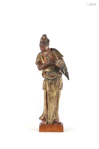 CHINE, Dynastie LiaoÉlégante figurine en stuc laqué à l’...
