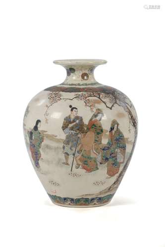 JAPON, XIXe siècleGrand vase en porcelaine à décor Satsum...