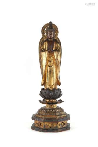 JAPON, XIXe siècle Importante figure de bouddha Amithaba en...