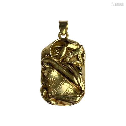 Pendentif monobloc en or jaune 18 ct composé d'éléments en c...