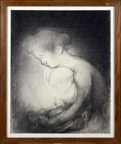 Charles ANGRAND (1854-1926) La maternité Dessin au crayon Co...