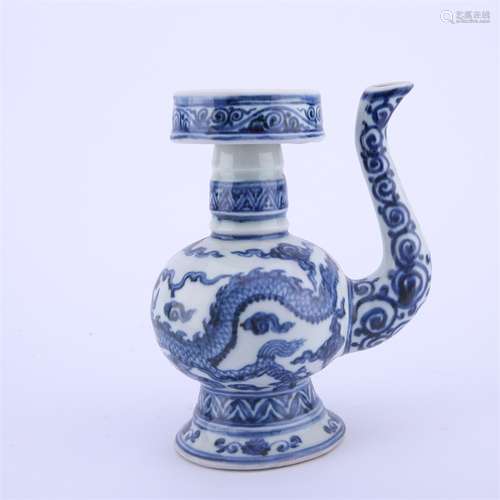 Blue and White Dragon and Cloud Penba Pot