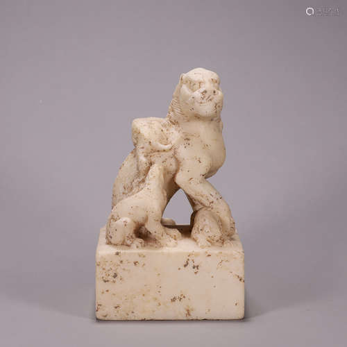 Carved Marble Stone Lion Group Weight